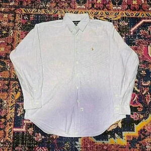 Ralph Lauren Yarmouth Oxford Cotton Mens Dress Shirt 16.5" Neck 35 Blue